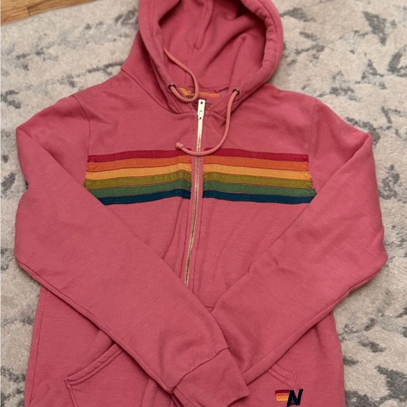 🌈 Aviator Nation Pink 6 stripe Hoodie - Picture 2 of 6